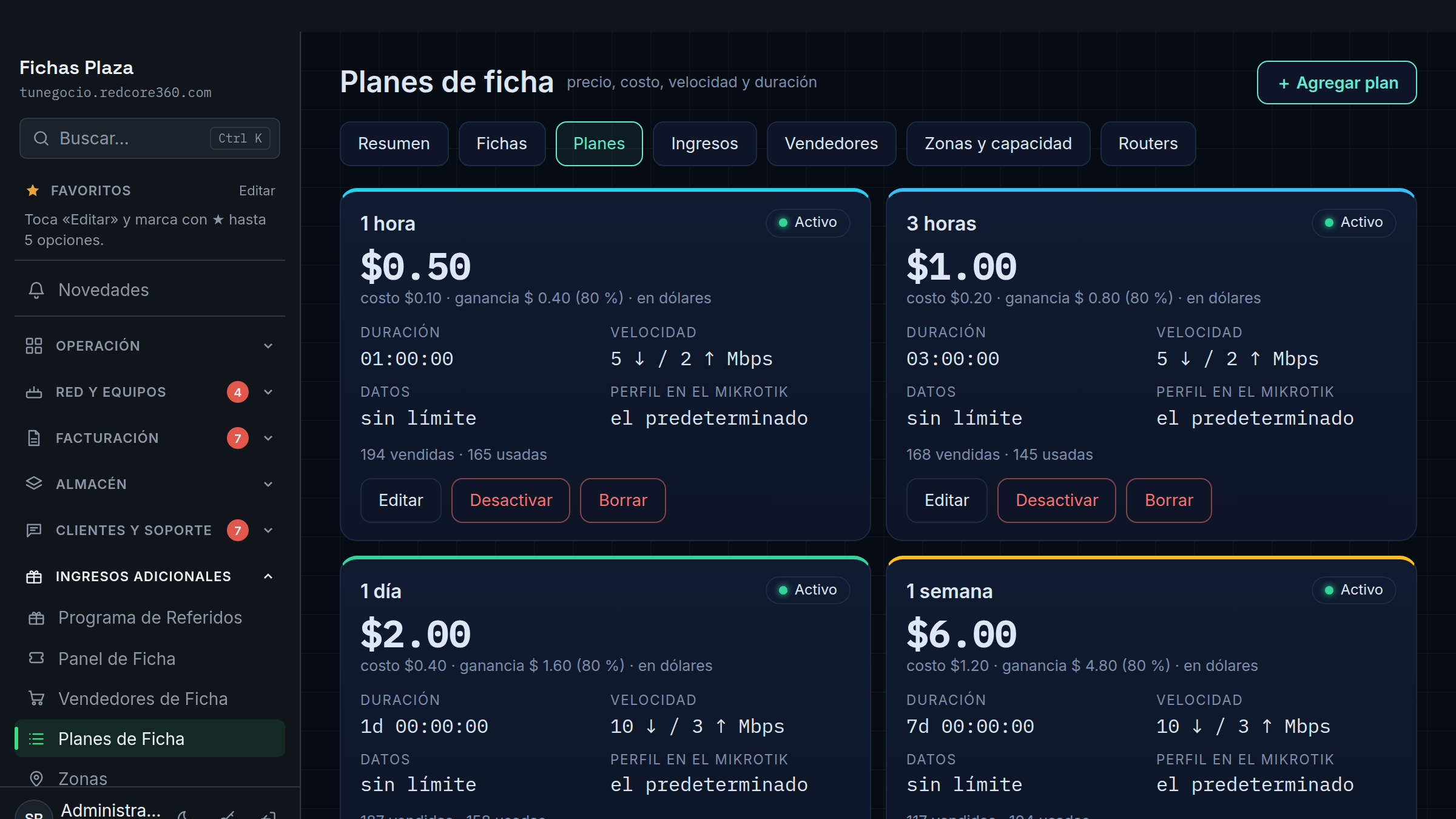 Planes de fichas