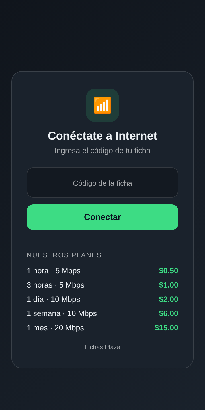 Portal cautivo de fichas en el celular